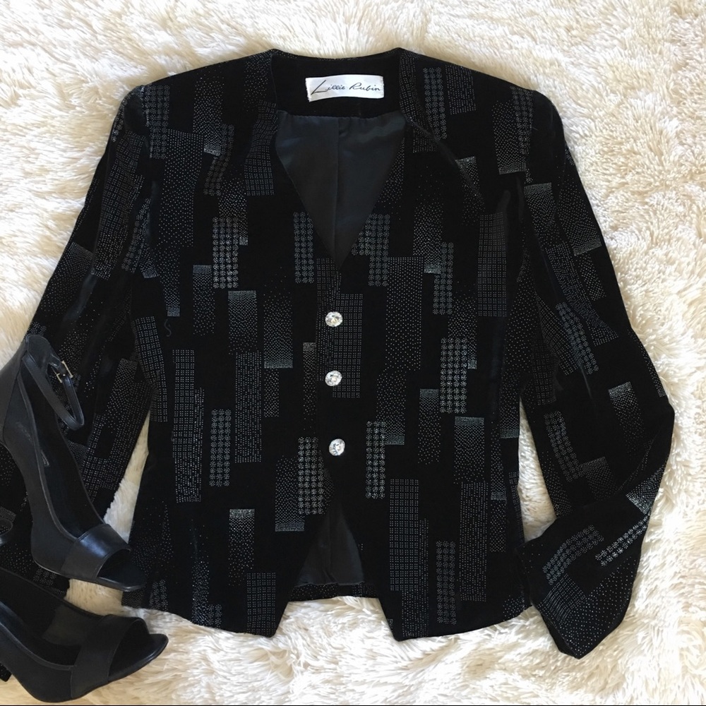 Lillie Rubin • rare vintage crystal holiday blazer